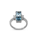 18K Gold, Aquamarine and Diamond Ring