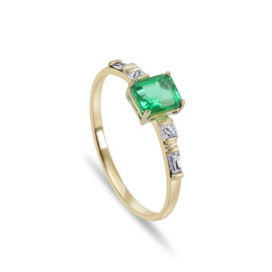 14K Gold Emerald Engagement Ring