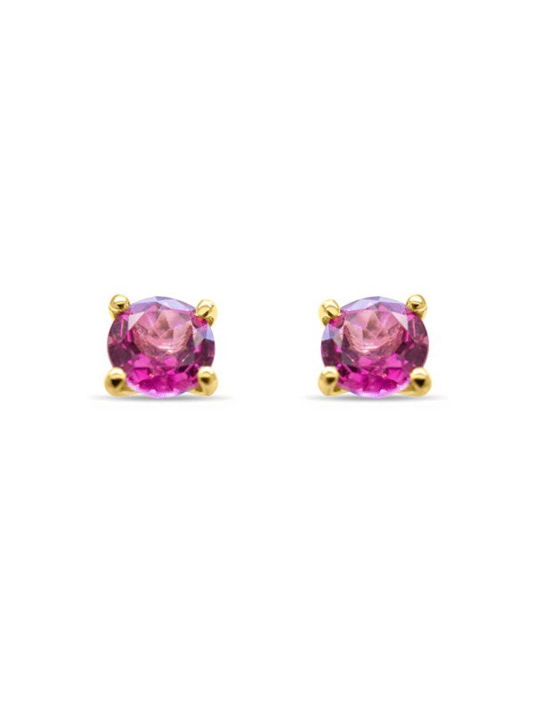 Pink Tourmaline Gold Studs